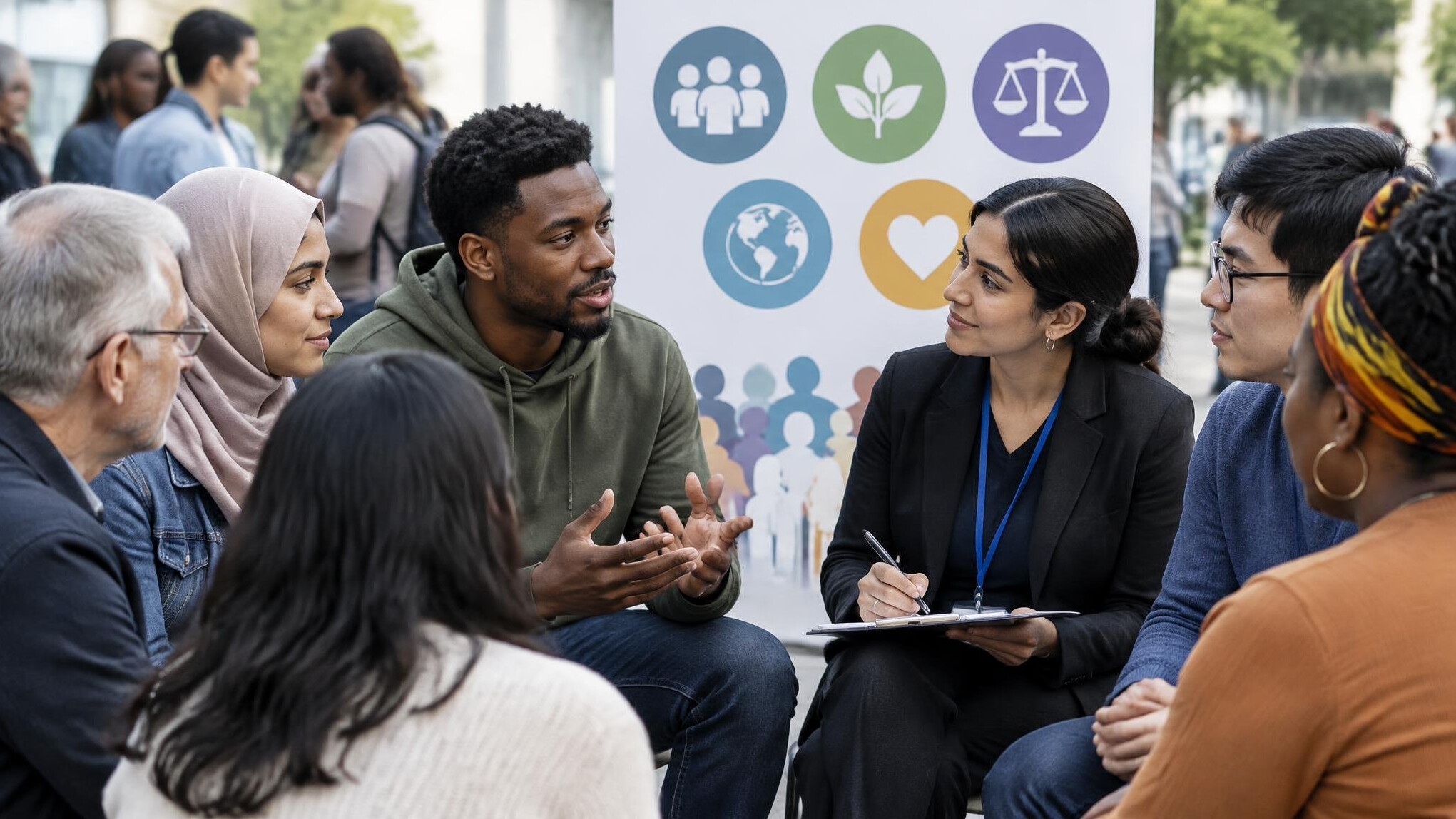 group of people in discussion