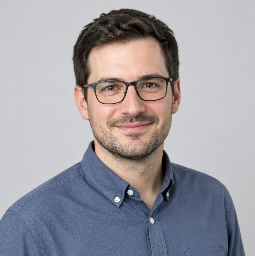 Studio portrait of a German man methodologist in his 30s