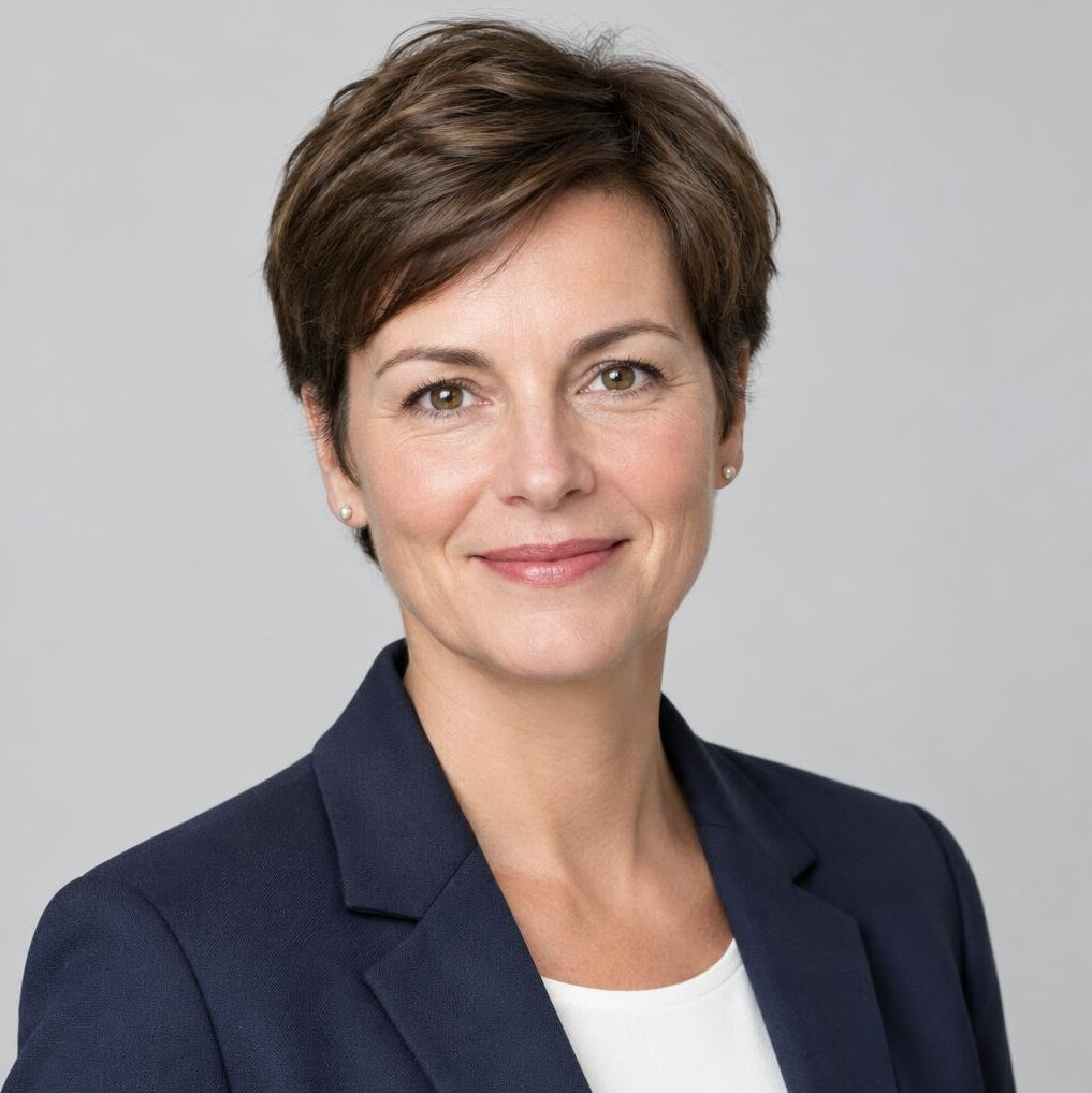 Studio portrait of a German woman research director in her 40s